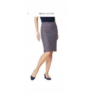 Talbots Women's Navy Blue Red White Tweed Knee Length Pencil Skirt Size 16